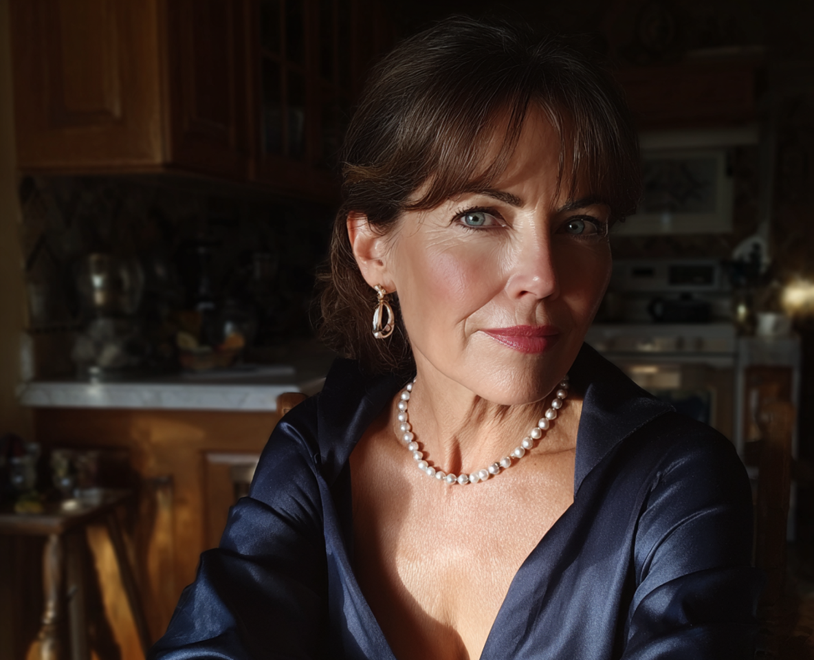 Une femme âgée suffisante portant un collier de perles | Source : Midjourney