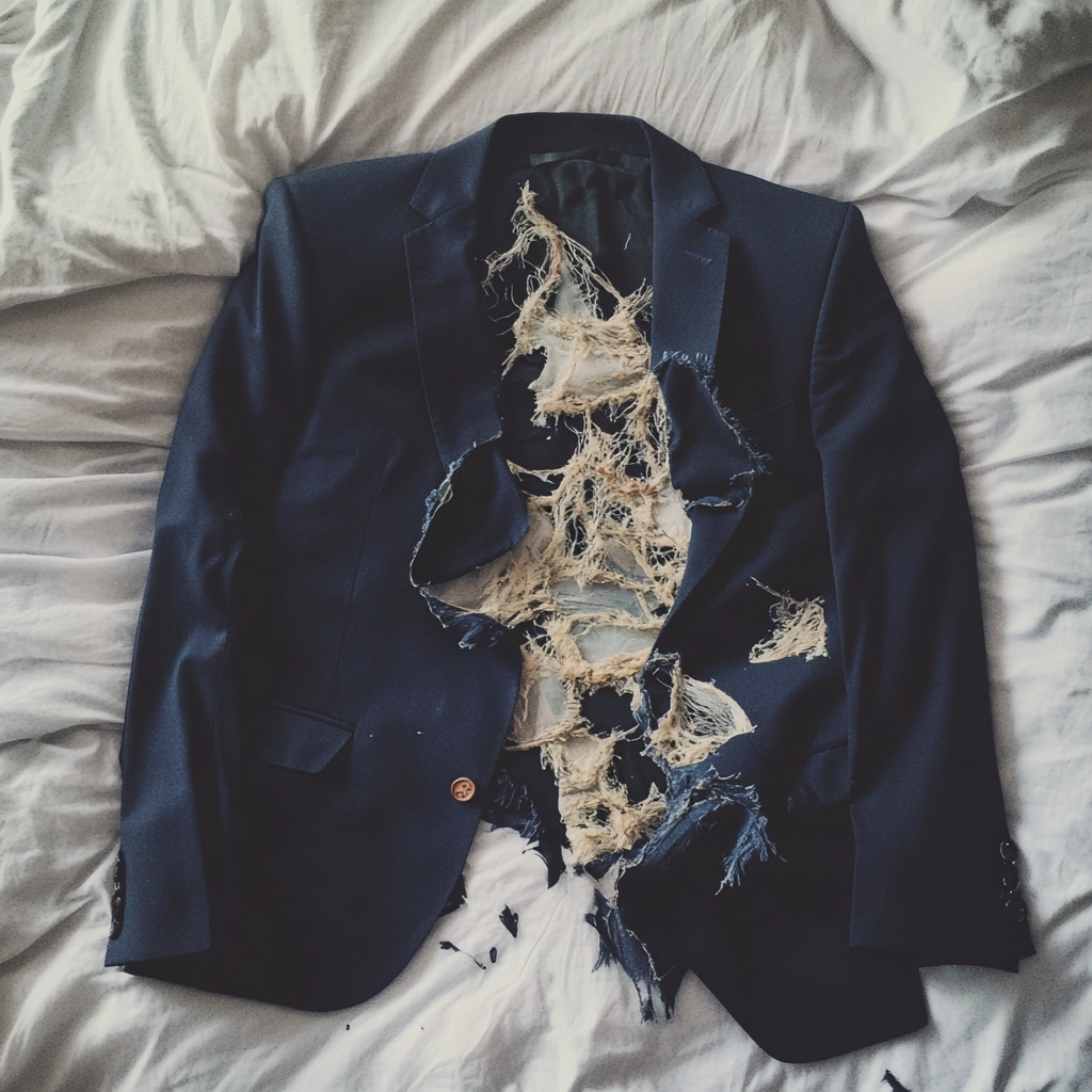 Une veste de costume déchirée | Source : Midjourney