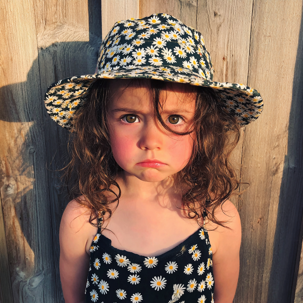 Une petite fille bouleversée se tenant à l'extérieur | Source : Midjourney
