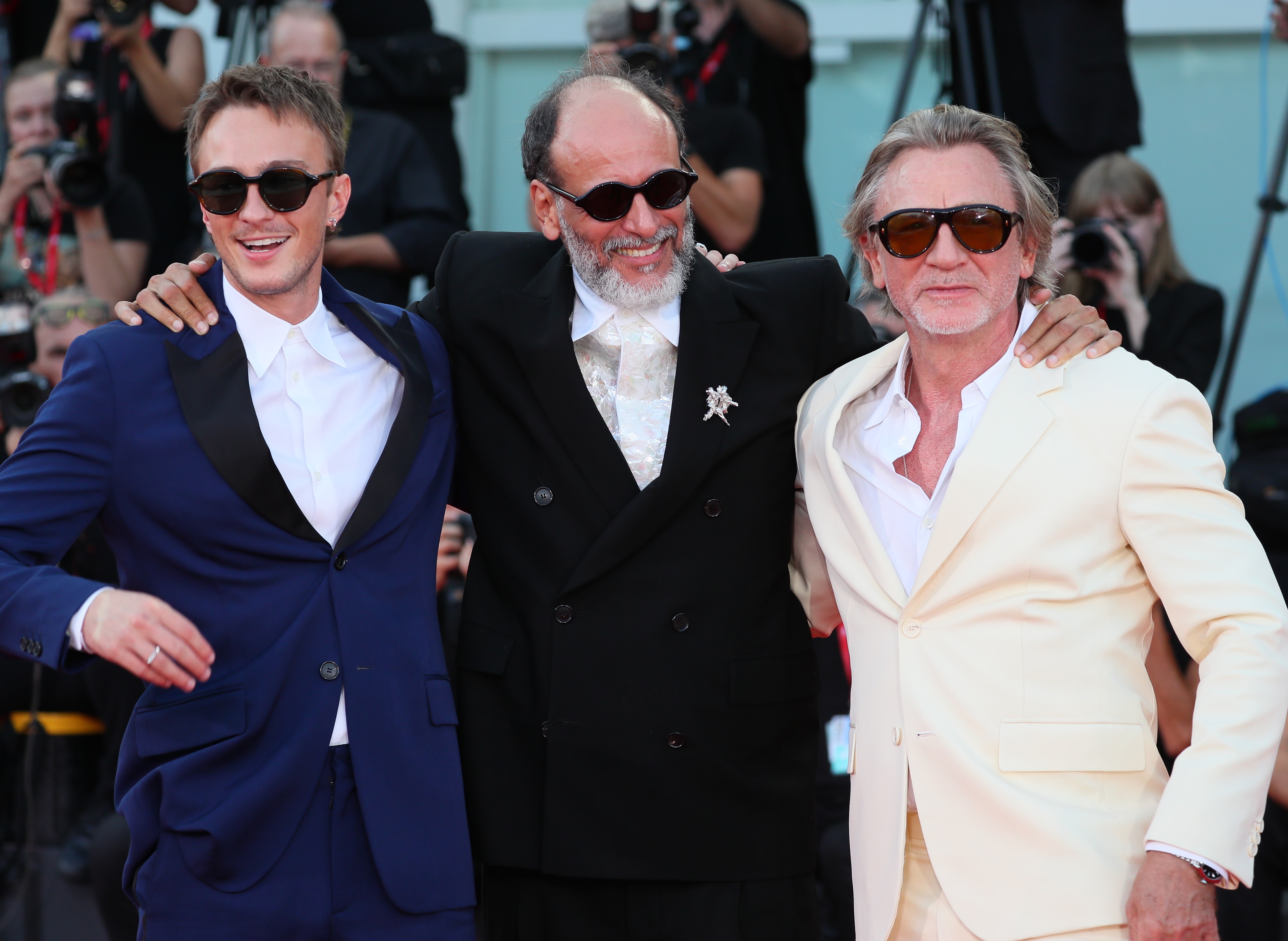 Drew Starkey, Luca Guadagnino, and Daniel Craig le 3 septembre 2024, à Venise, en Italie | Source : Getty Images