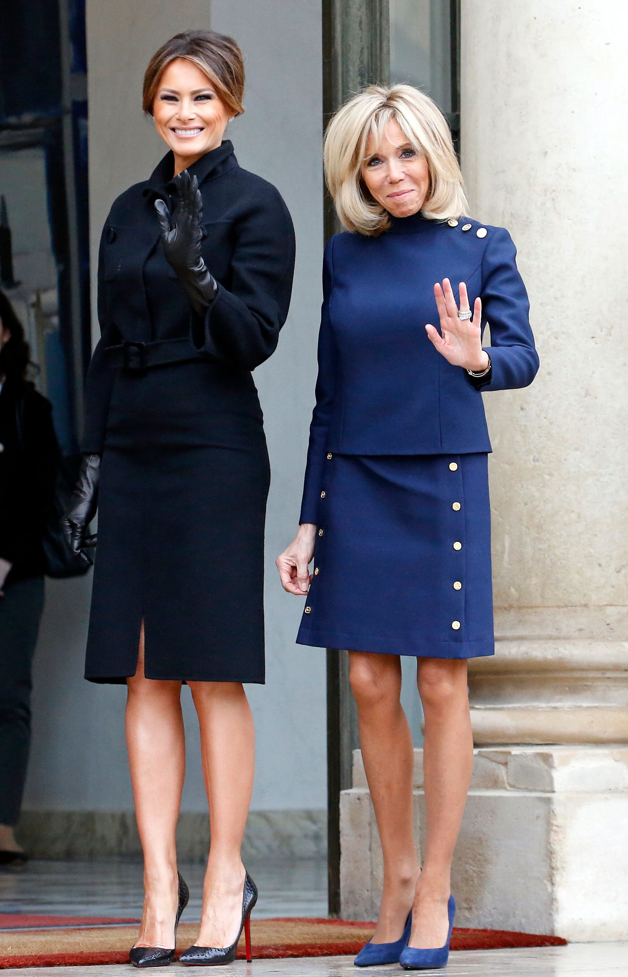 Brigitte Macron en compagnie de Melania Trump. l Source: Getty Images