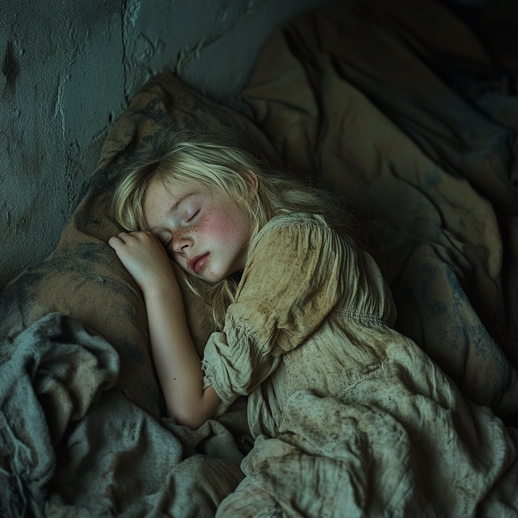 Une fille qui dort dans un sous-sol | Source : Midjourney