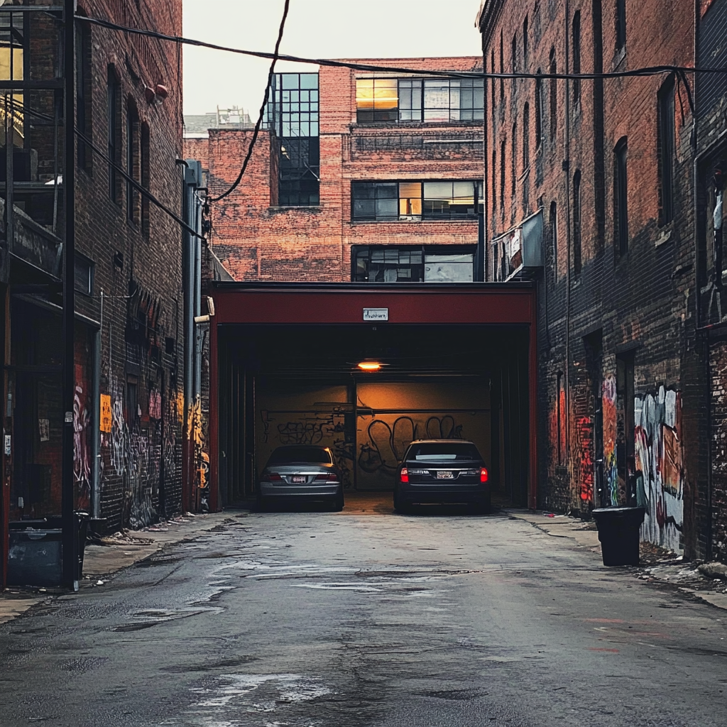 Un garage dans une ruelle | Source : Midjourney
