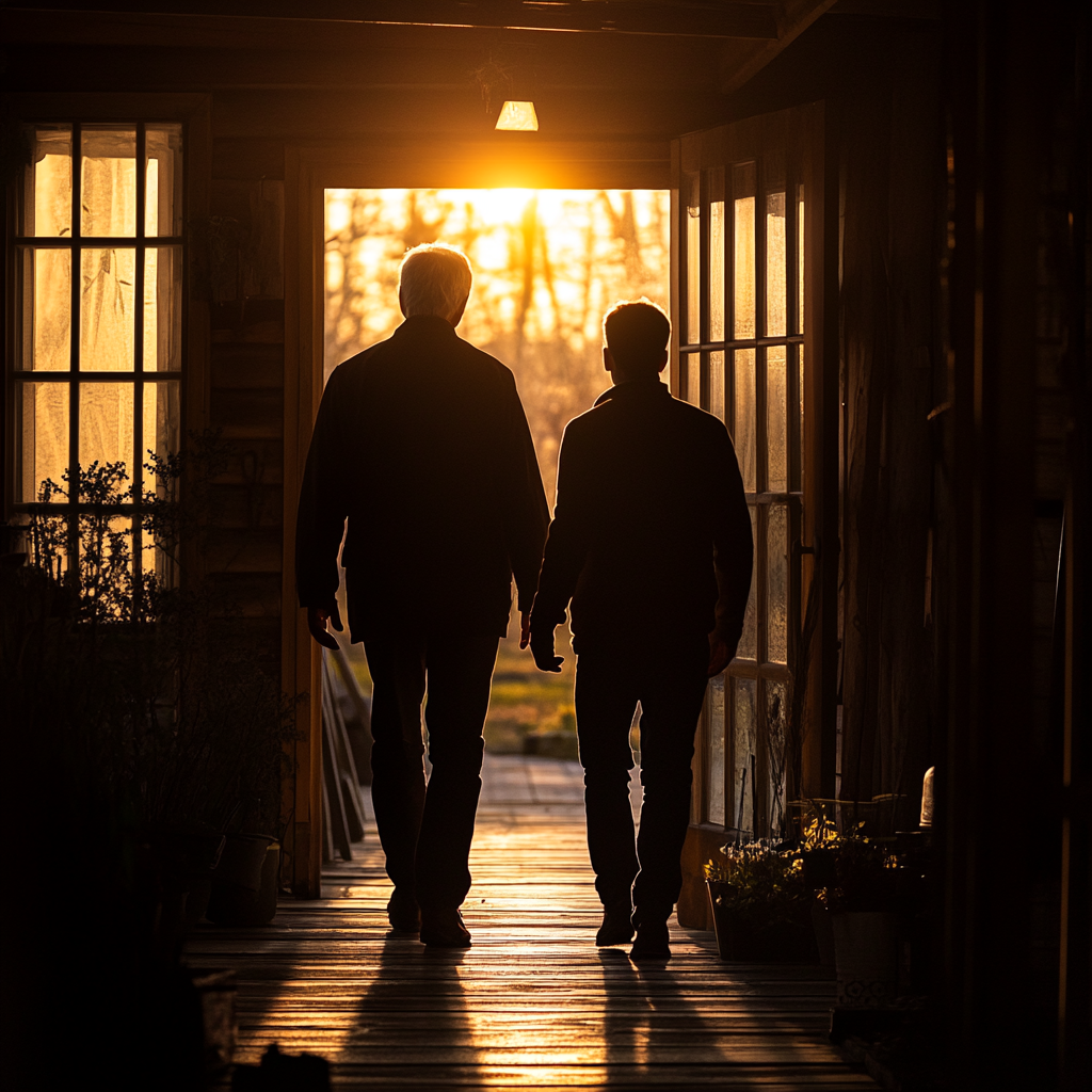 Silhouette d'un homme avec un adolescent | Source : Midjourney