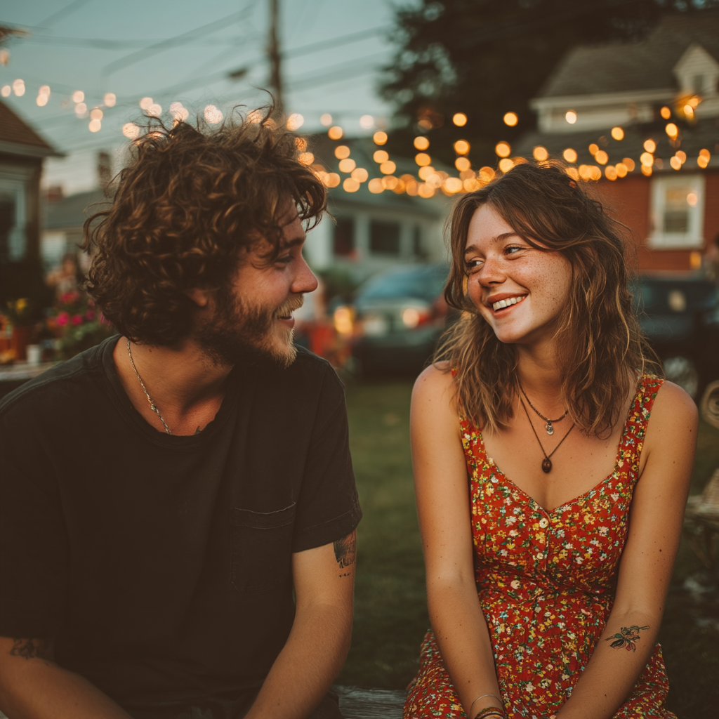 Un homme et une femme heureux lors d'une fête | Source : Midjourney