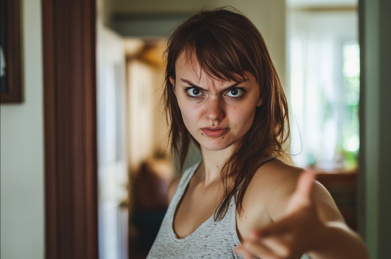 Une femme pointant du doigt | Source : Midjourney