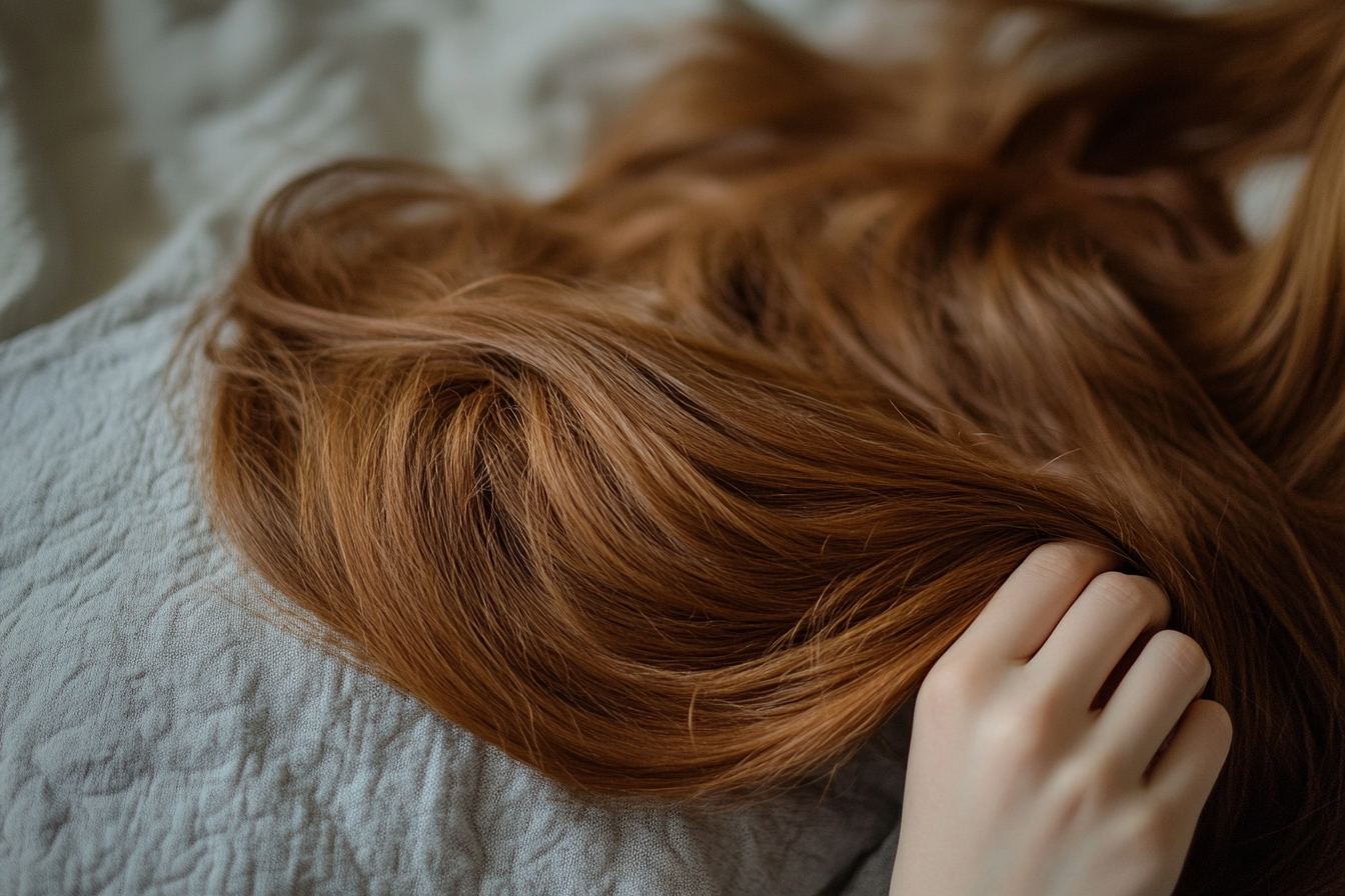 Les doigts d'une femme parcourant des mèches de cheveux | Source : Midjourney