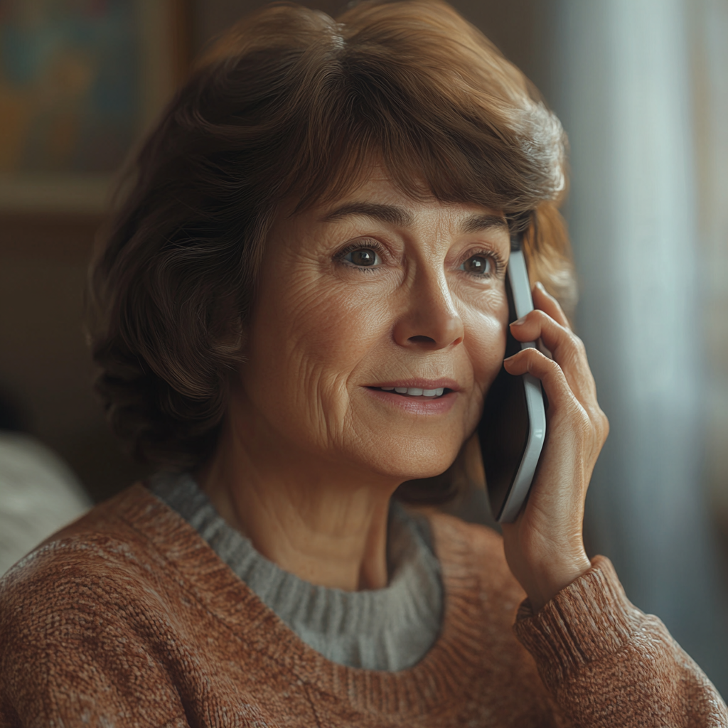 Une femme qui parle à sa fille au téléphone | Source : Midjourney