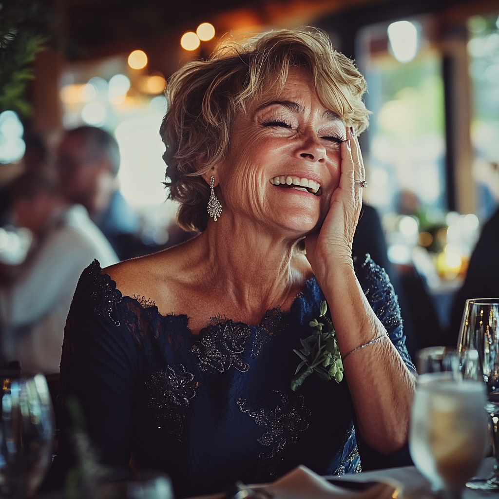 Une femme émotive assise à une table | Source : Midjourney