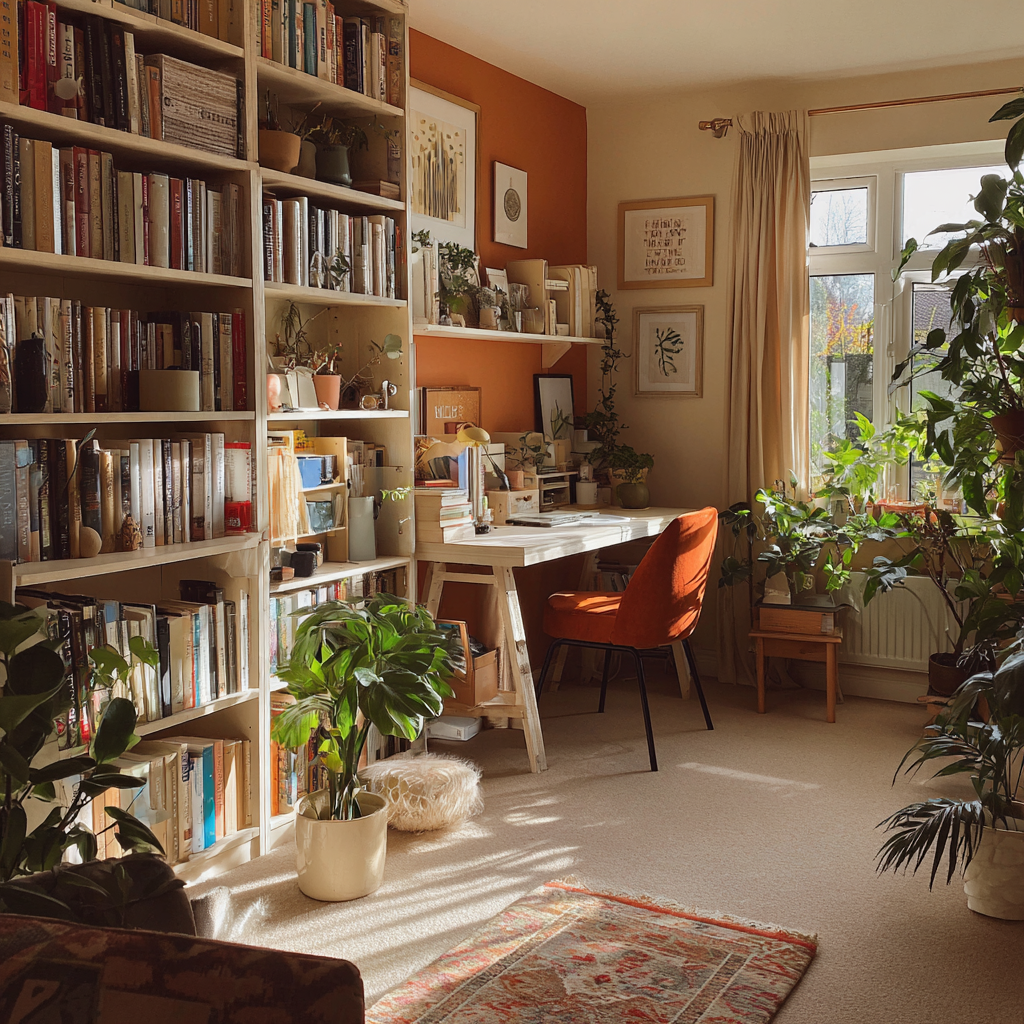 Un bureau à domicile douillet | Source : Midjourney