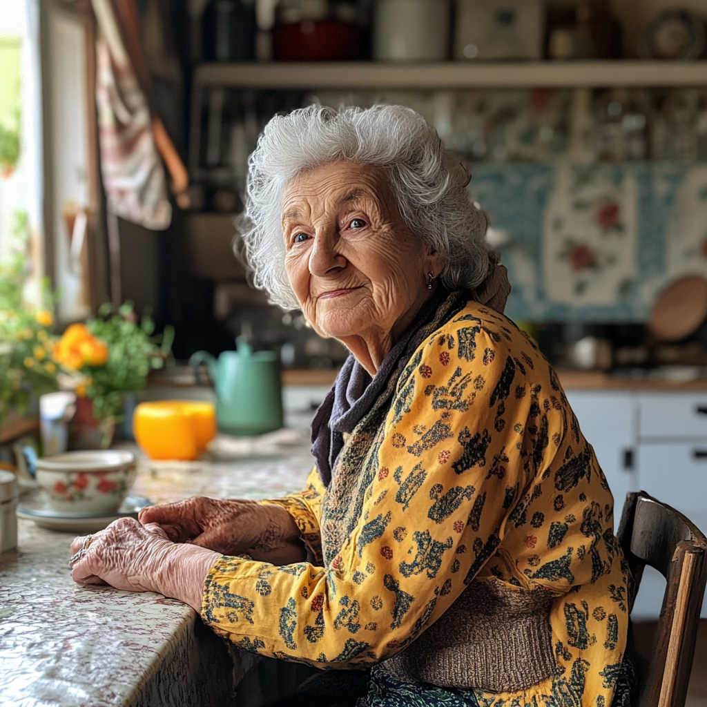 Une femme âgée au sourire narquois | Source : Midjourney