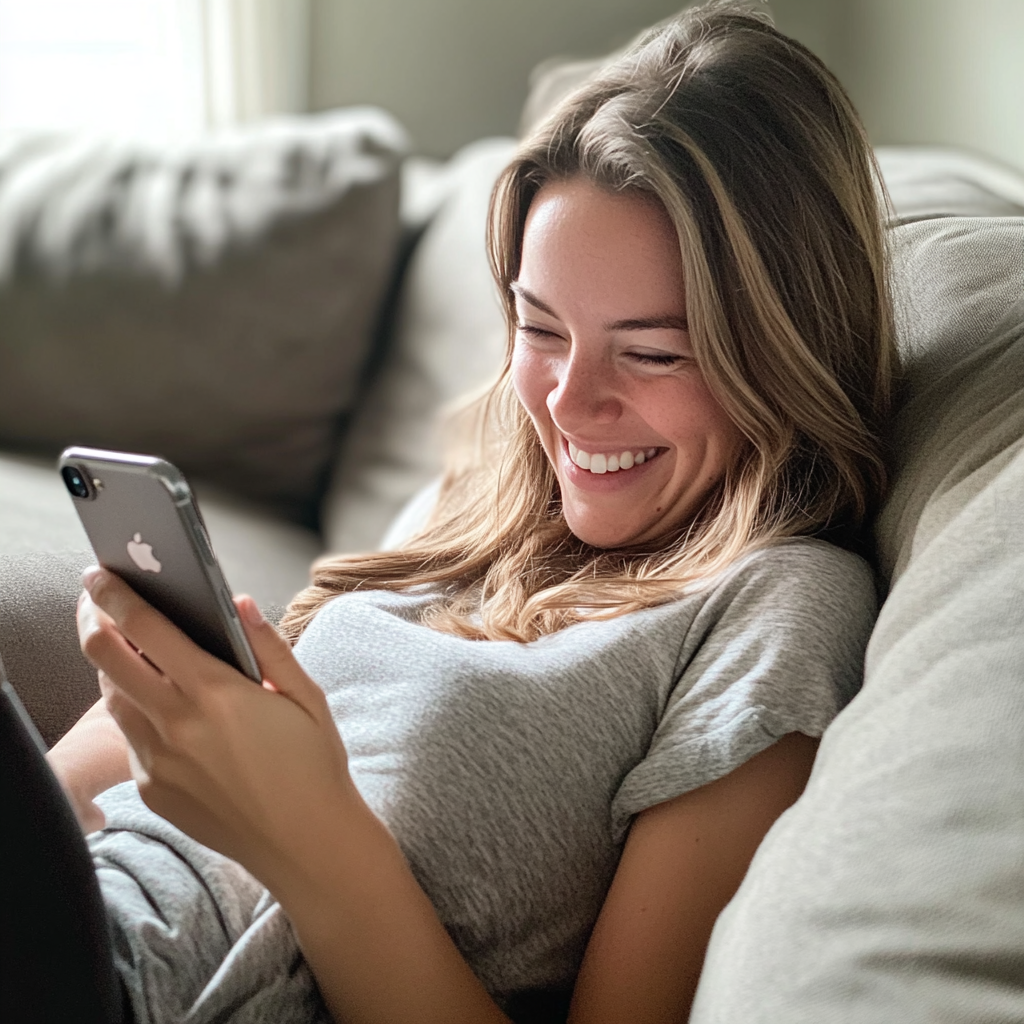 Femme souriante lors d'un appel FaceTime | Source : Midjourney