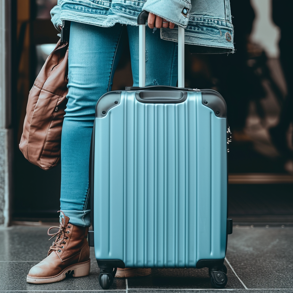 Une femme s'accroche à ses bagages | Source : Midjourney