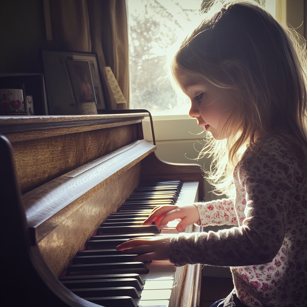 Une petite fille jouant du piano | Source : Midjourney