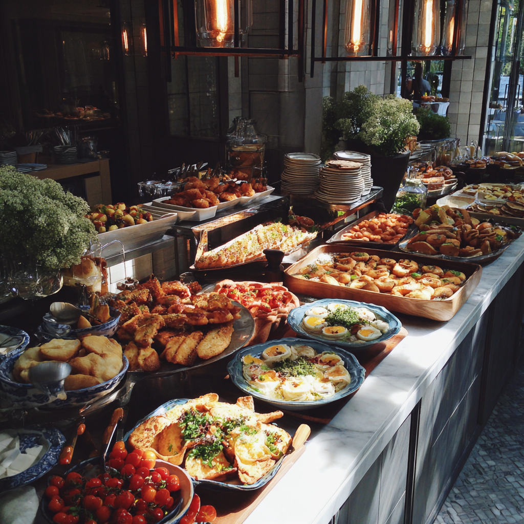 Un buffet de brunch dans un restaurant | Source : Midjourney