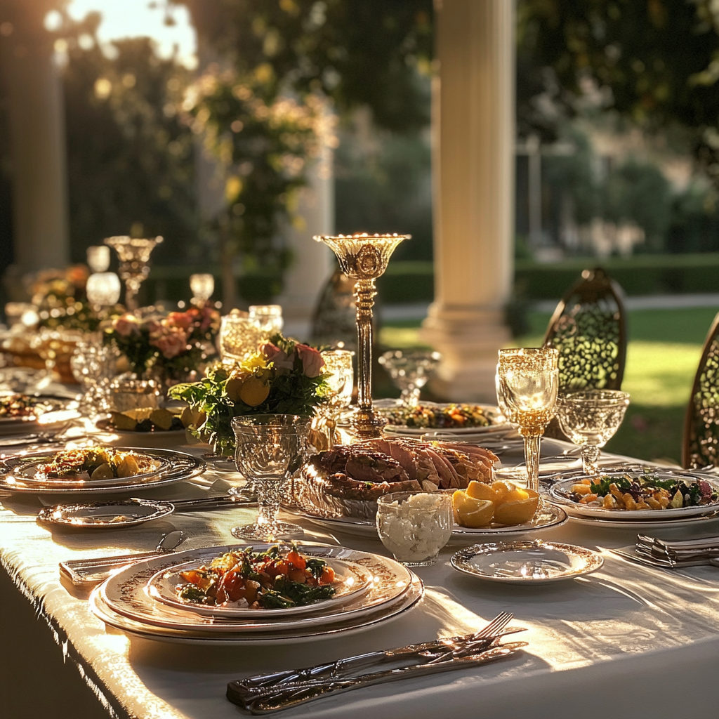 Un décor de dîner somptueux | Source : Midjourney