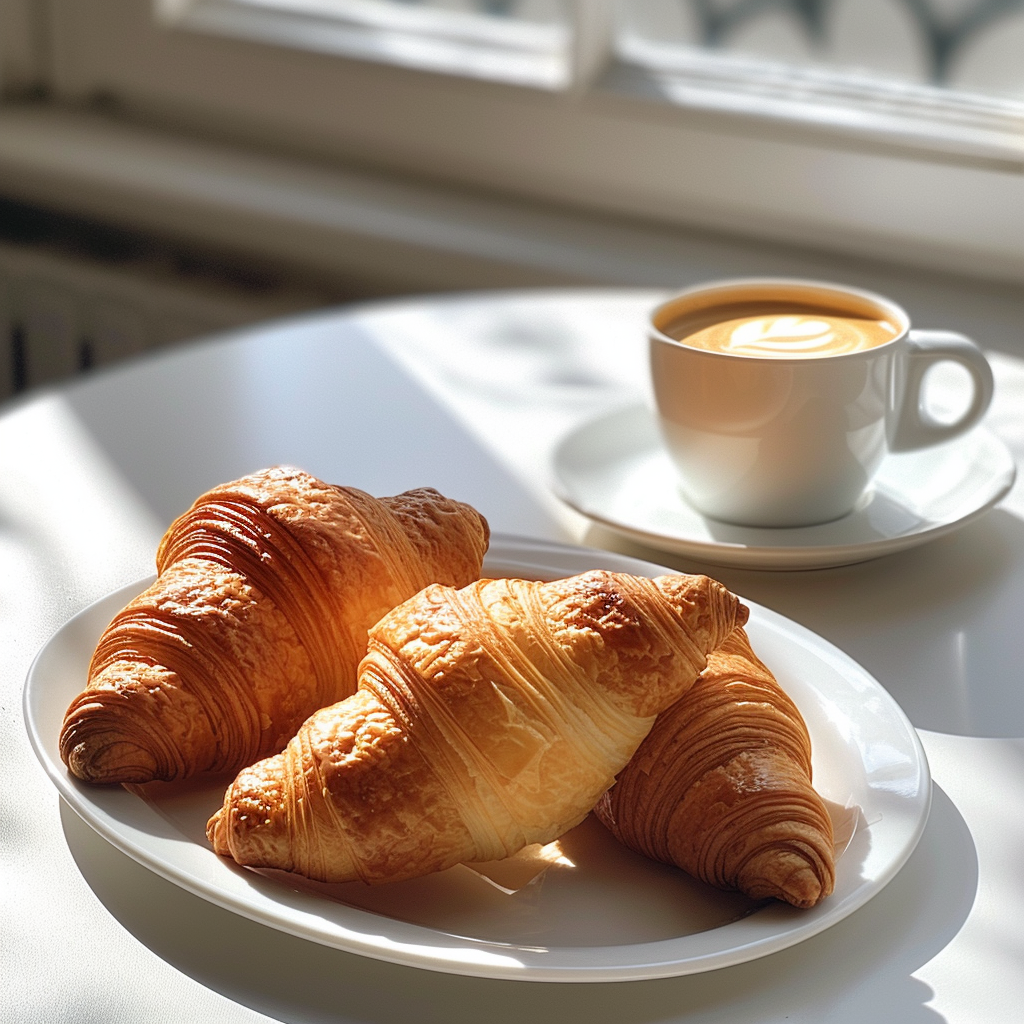 Croissants et café sur une table | Source : Midjourney