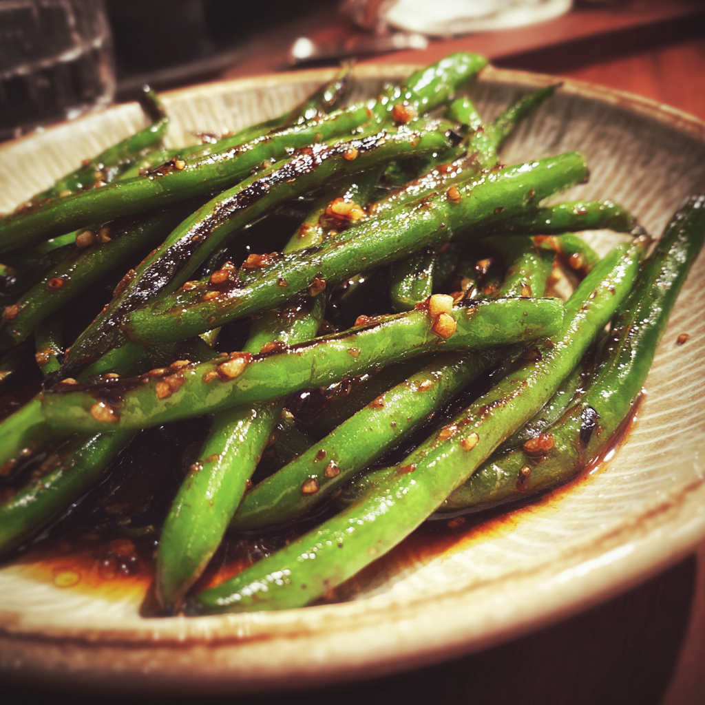 Une assiette de haricots verts | Source : Midjourney