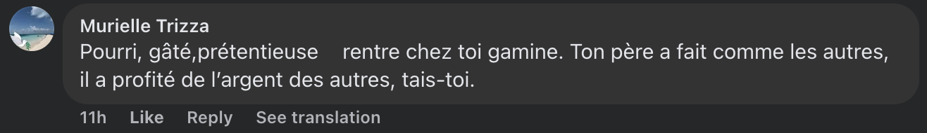 Commentaire d'internaute sur la vidéo de Giulia Sarkozy | Source : TikTok