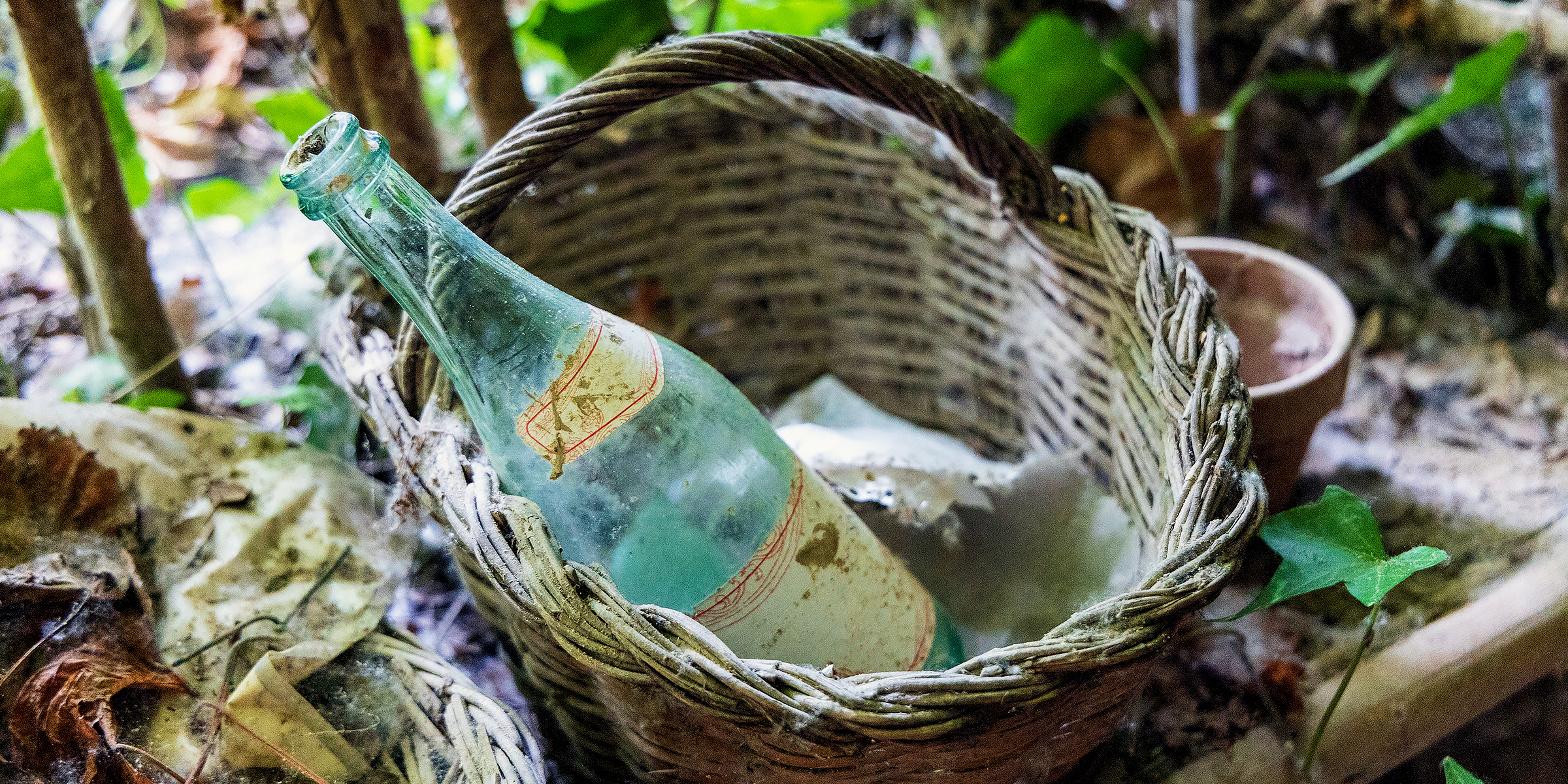 Une vieille bouteille en verre dans un panier | Source : Getty Images