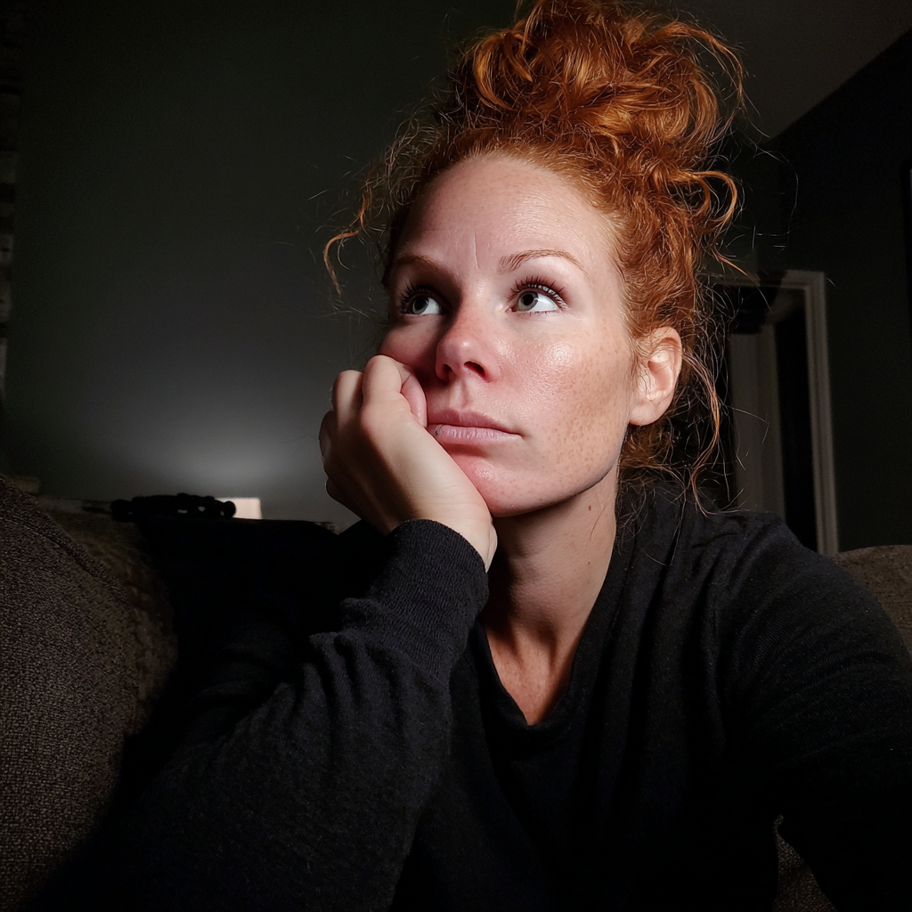 Une femme assise avec ses cheveux en chignon | Source : Midjourney