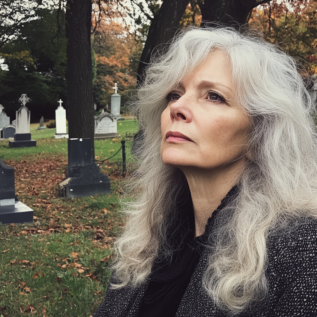 Une femme debout dans un cimetière | Source : Midjourney