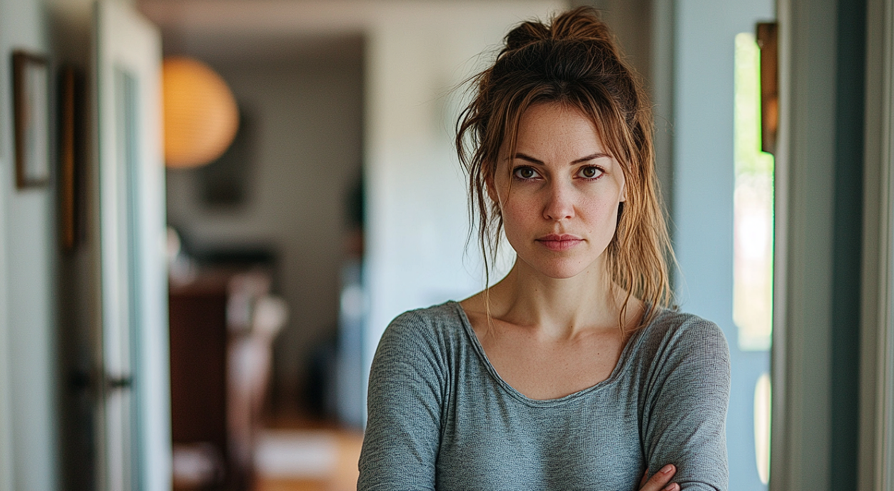 Une femme debout, les bras croisés | Source : Midjourney