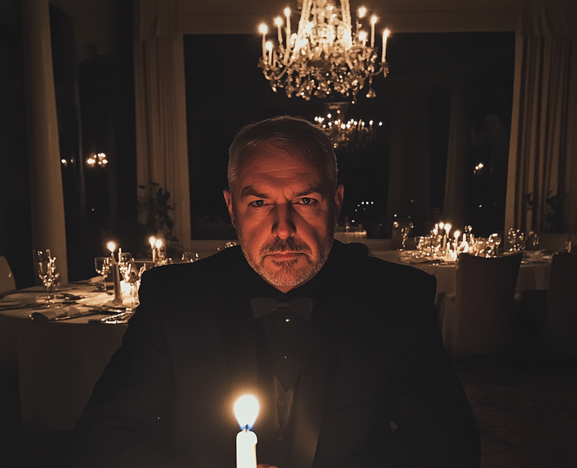 Un homme âgé assis à une table | Source : Midjourney