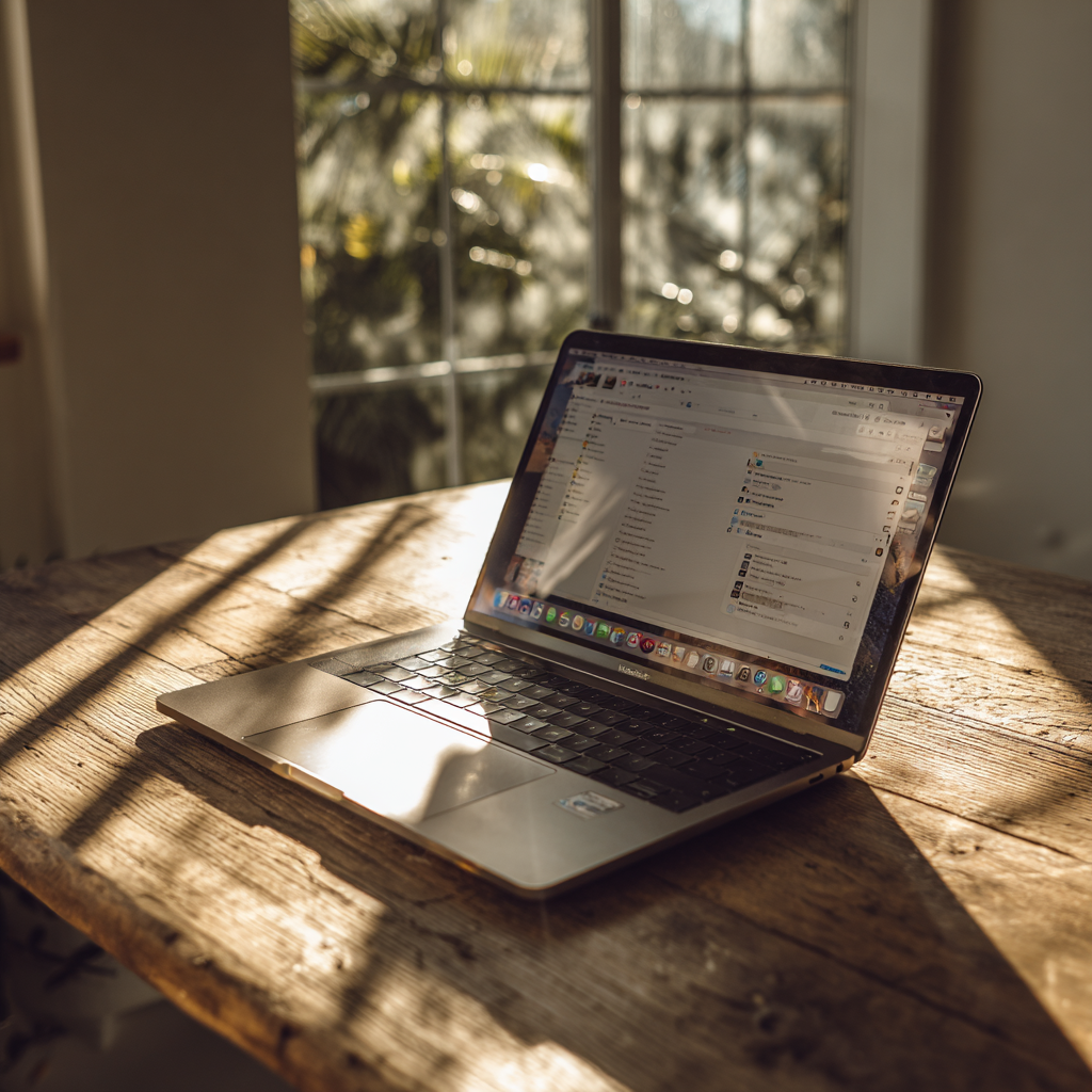 Un ordinateur portable ouvert sur une table | Source : Midjourney