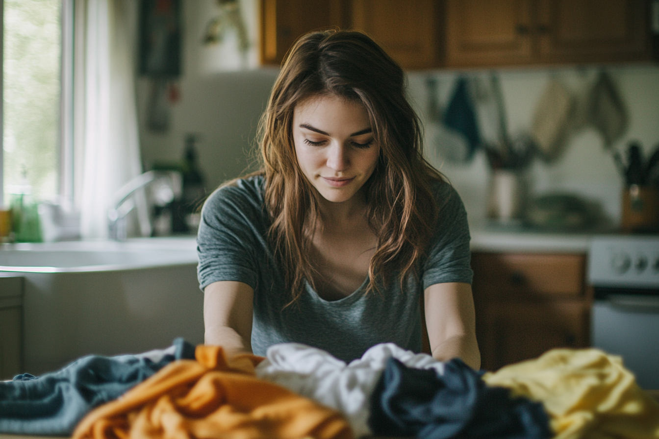 Une femme plaçant du linge sur une table | Source : Midjourney