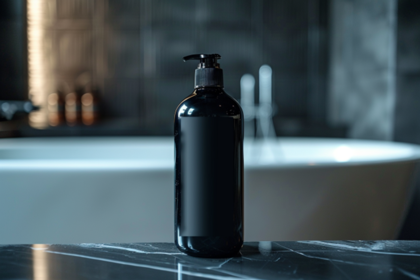 Une bouteille de shampoing dans une salle de bain | Source : Midjourney