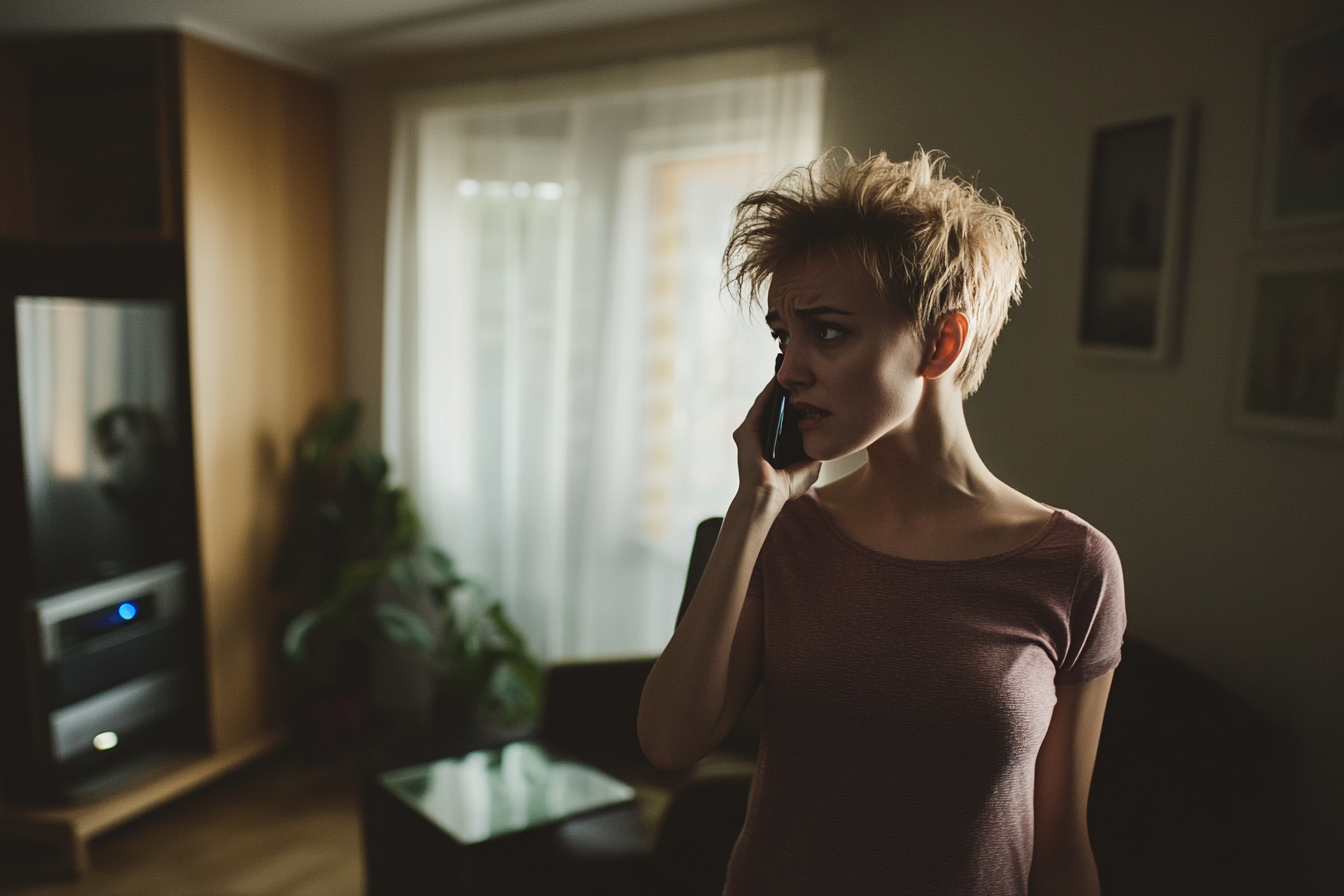 Une femme qui parle au téléphone | Source : Midjourney