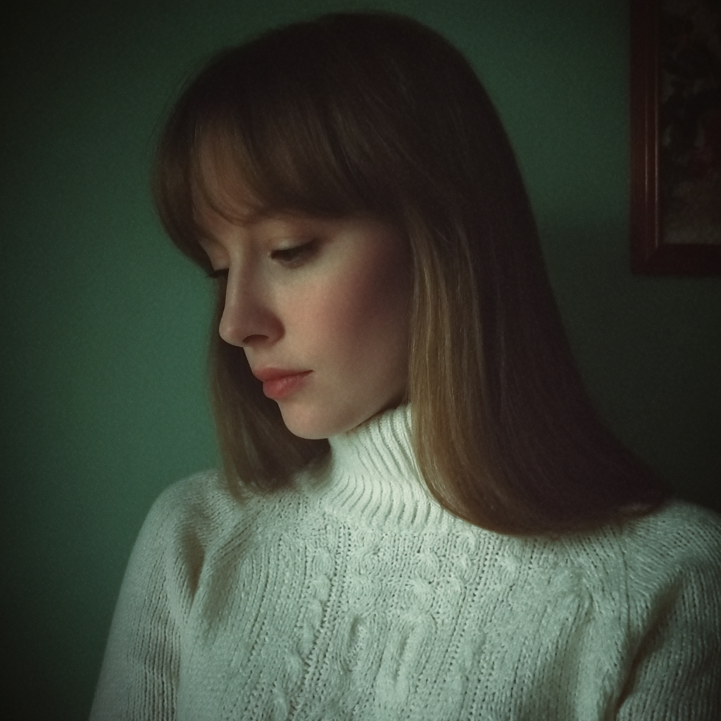 Une femme pensive debout dans une chambre à coucher | Source : Midjourney