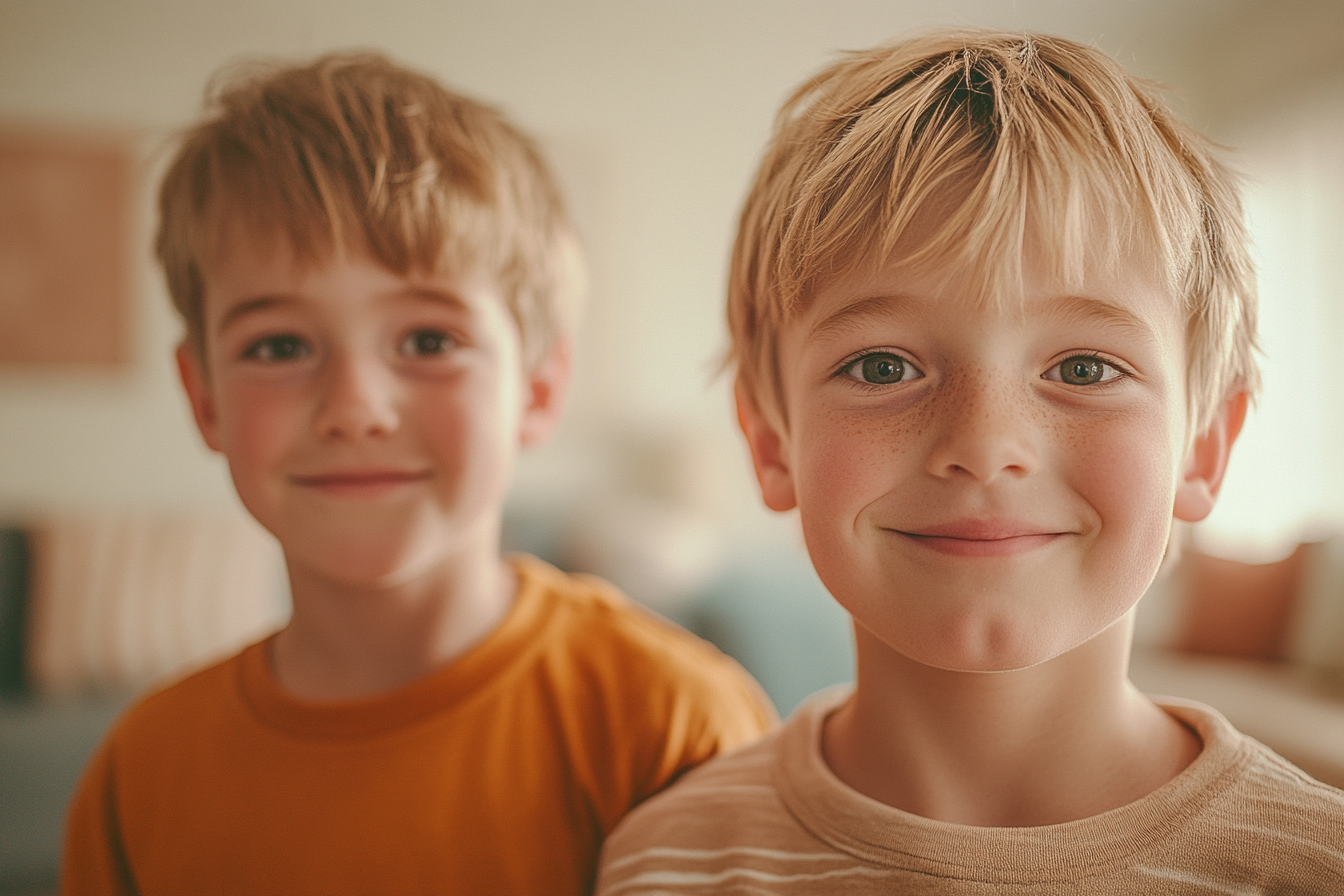 Deux enfants se tiennent ensemble | Source : Midjourney