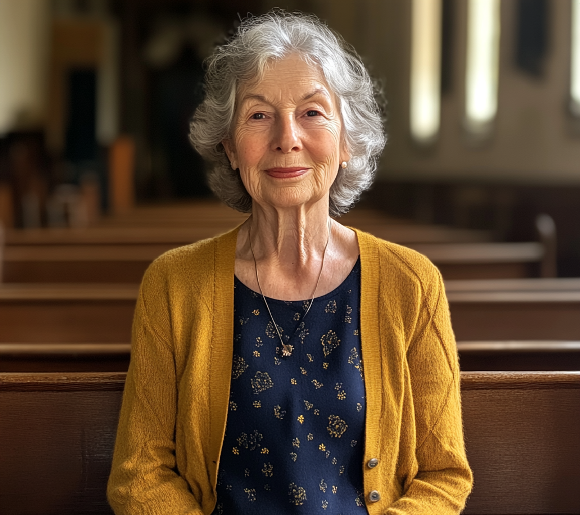 Une femme assise dans une église | Source : Midjourney