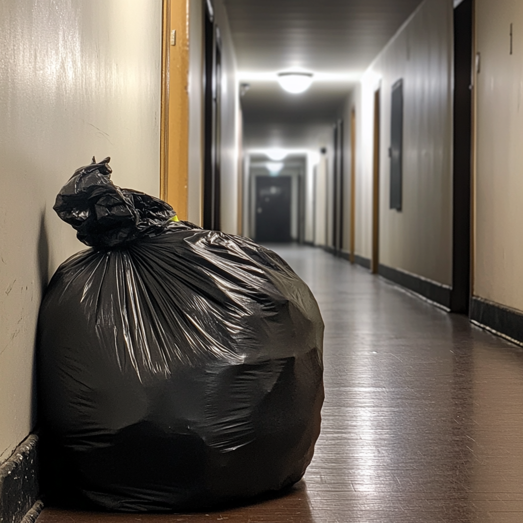 Un sac poubelle dans un couloir d'appartement | Source : Midjourney
