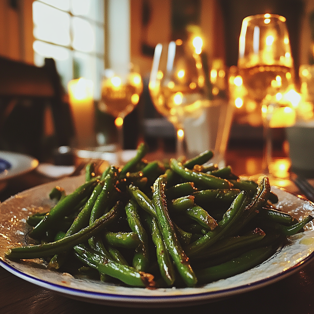 Une assiette de haricots verts | Source : Midjourney