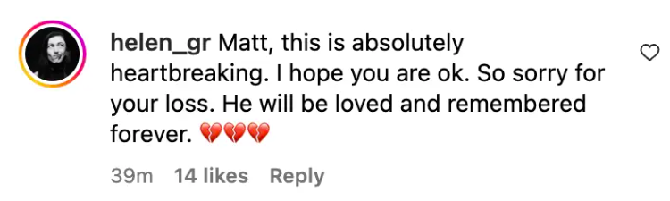 Commentaire d'un fan sur l'hommage de Matt LeBlanc, daté du 14 novembre 2023 | Source : Instagram/mleblanc