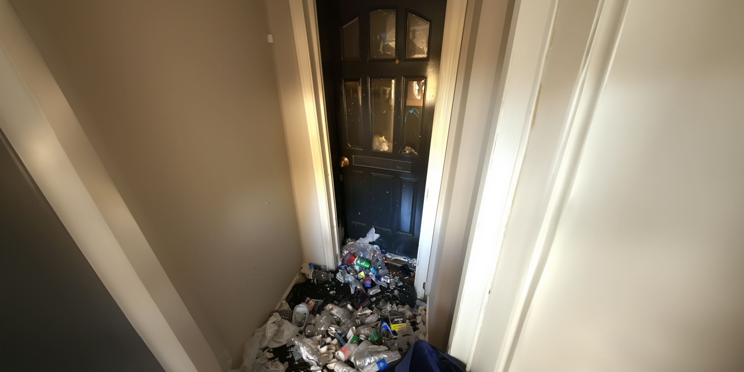 Vue aérienne de déchets déversés à l'intérieur d'une maison | Source : AmoMama