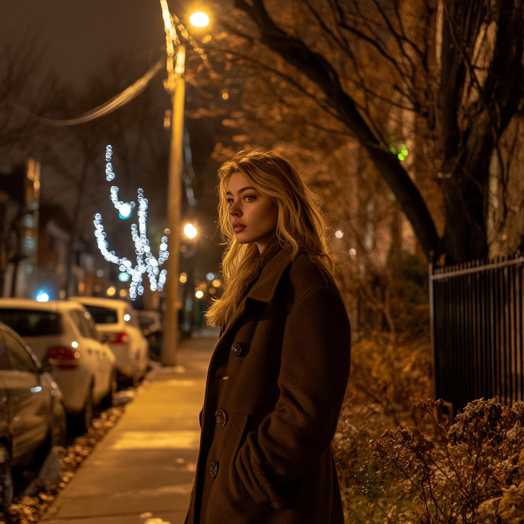 Une femme marchant sur le trottoir | Source : Midjourney