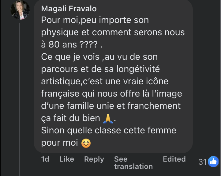 Commentaire d'une internaute sur Sylvie Vartan | photo : Facebook