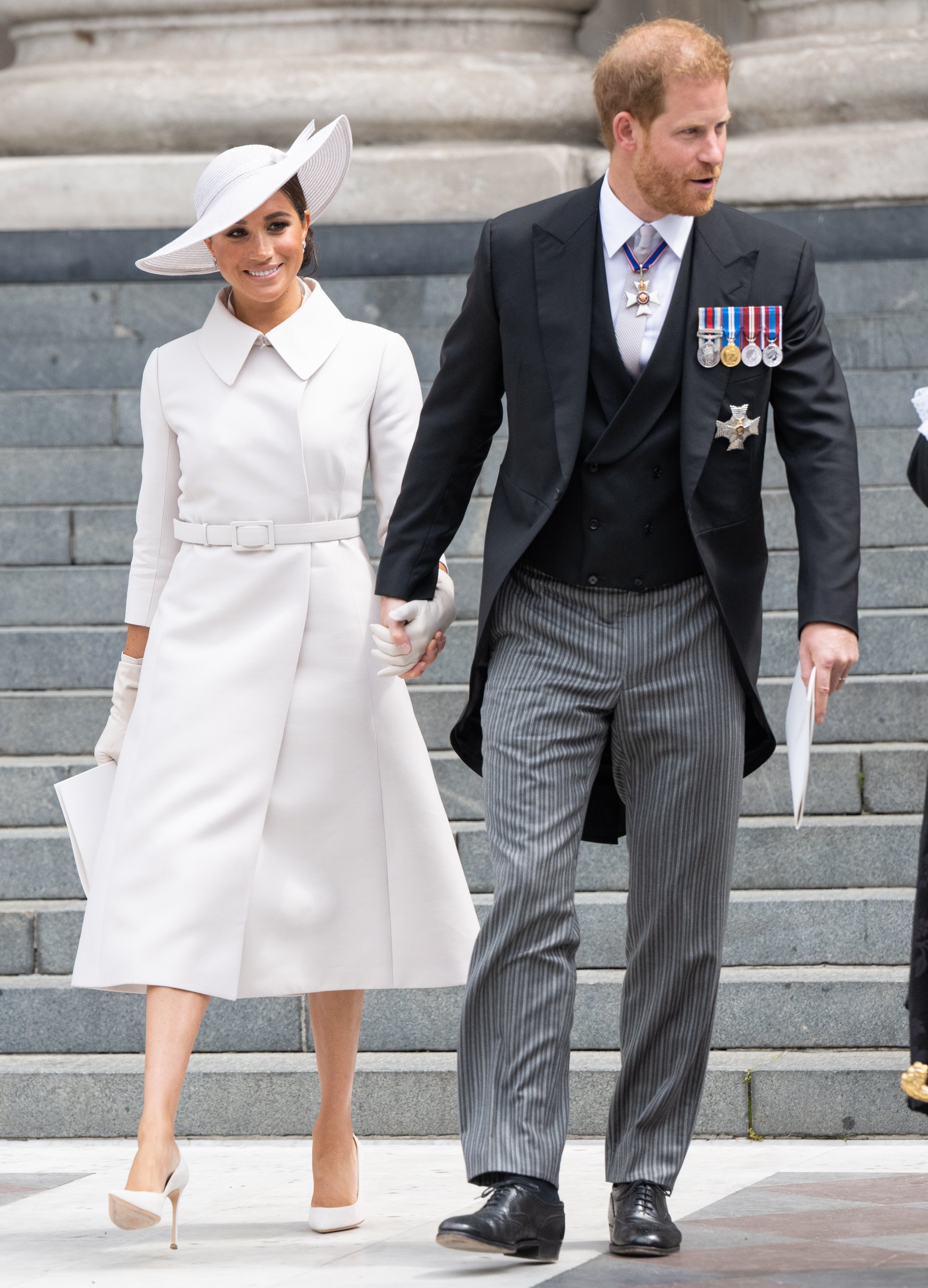 Meghan, Duchesse de Sussex, et le prince Harry, duc de Sussex, assistent au National Service of Thanksgiving à la cathédrale St Paul le 3 juin 2022 à Londres, Angleterre. | Source : Getty Images