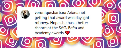 Un fan exprime sa frustration lorsqu'Ariana Grande n'a remporté aucun prix aux Golden Globes Awards 2025, extrait d'un post daté du 5 janvier 2025 | Source : Instagram/goldenglobes