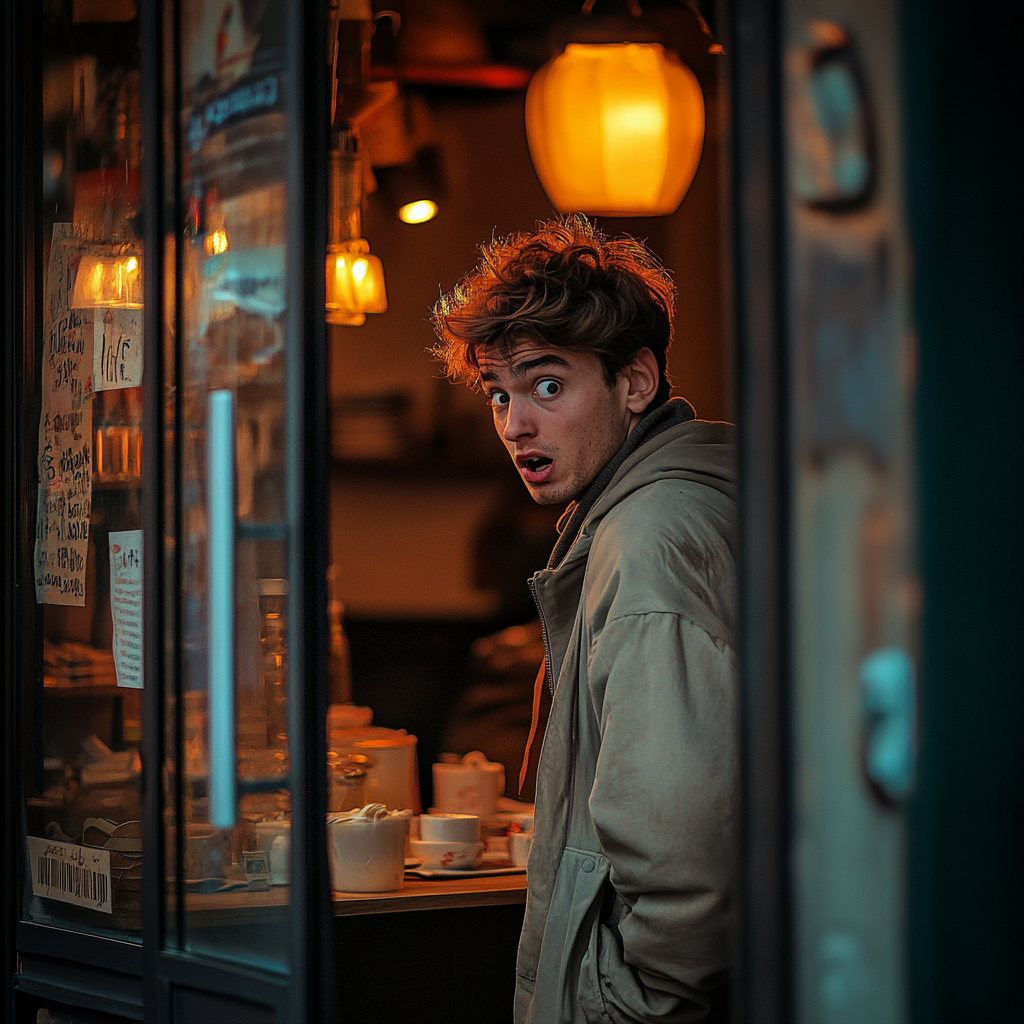 Un homme choqué dans un café | Source : Midjourney