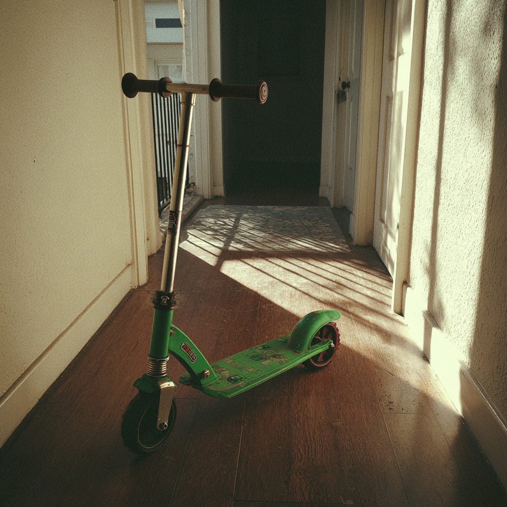 Un scooter vert dans un couloir | Source : Midjourney