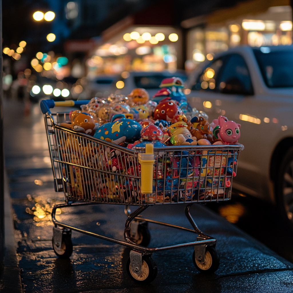 Un caddie rempli de jouets pour enfants | Source : Midjourney