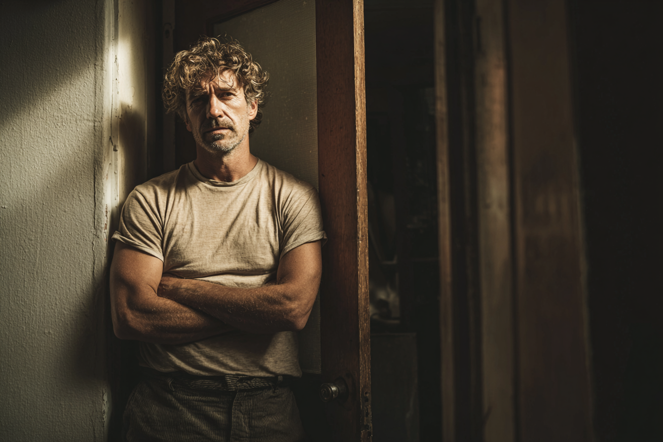 Un homme debout, les bras croisés | Source : Midjourney