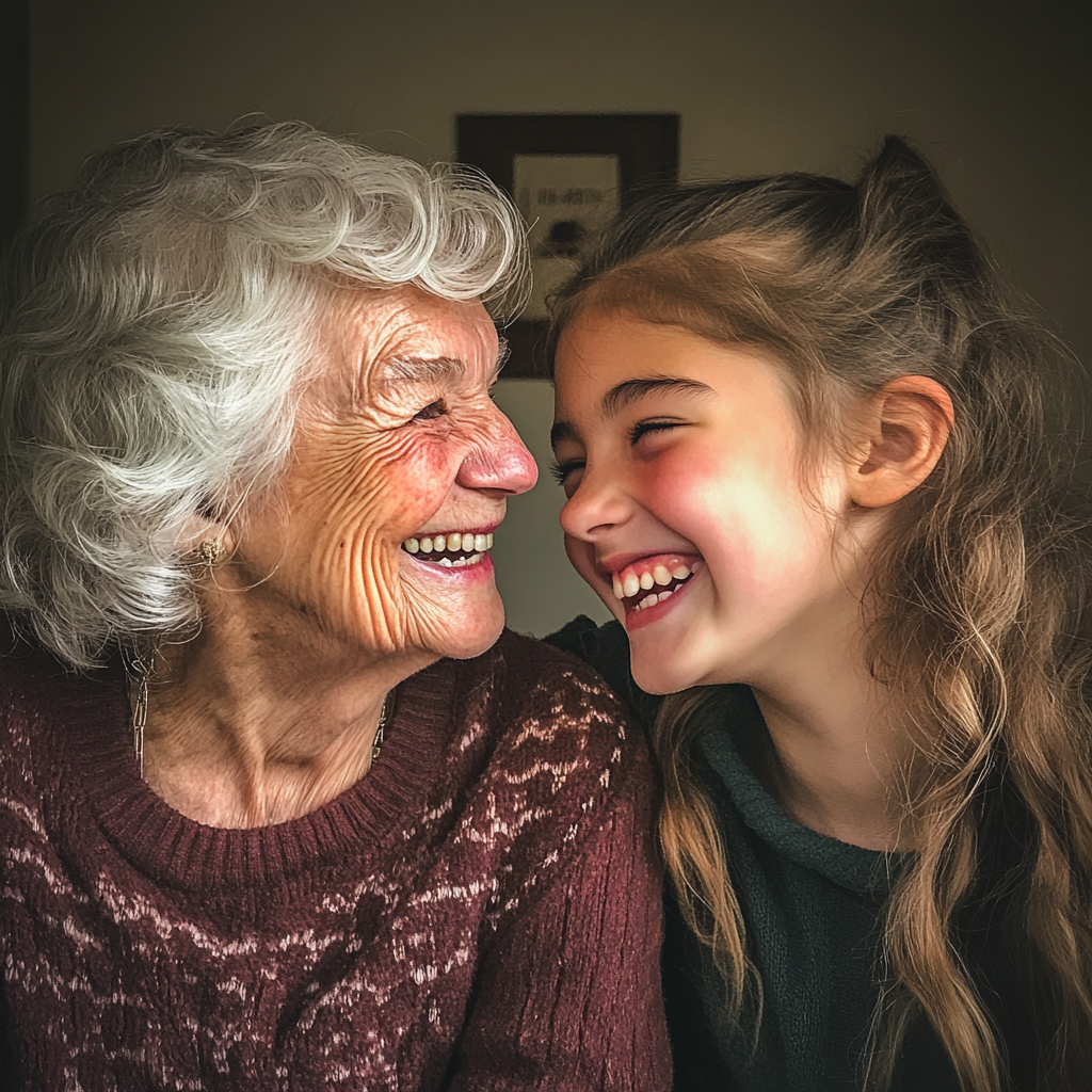 Une grand-mère et sa petite-fille en train de rire | Source : Midjourney