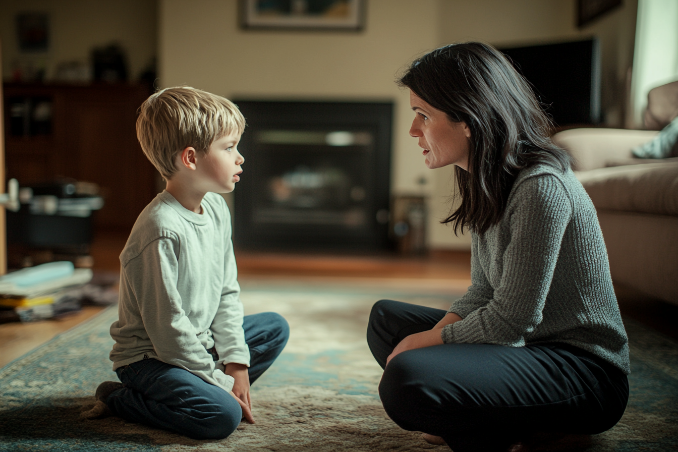 Une femme qui parle à un enfant | Source : Midjourney