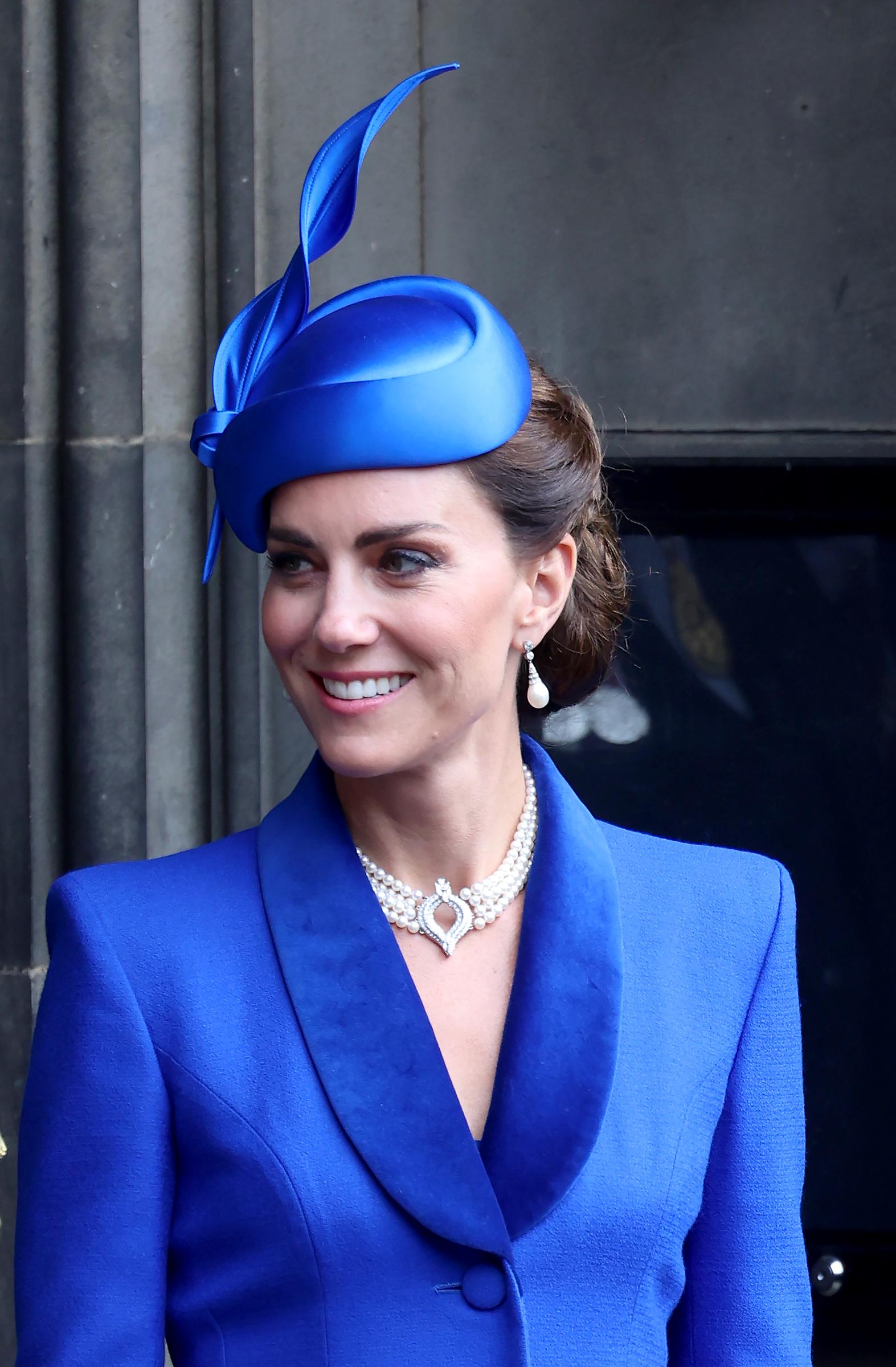 La princesse Catherine quitte un service national d'action de grâce et de dédicace au couronnement du roi Charles III et de la reine Camilla à la cathédrale St Giles d'Édimbourg, en Écosse, le 5 juillet 2023 | Source : Getty Images